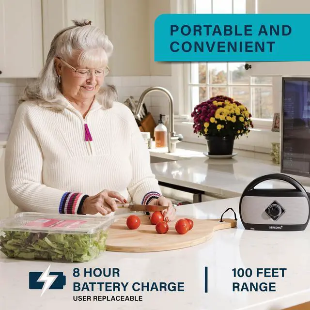 Alt view image 4 of 7 - Portable Wireless TV Speakers for Smart TV - Ideal for TV Watching Without The Blaring Volume - Wireless Speakers Designed for Hard of Hearing and Seniors Compatible with TV Streaming Audio
