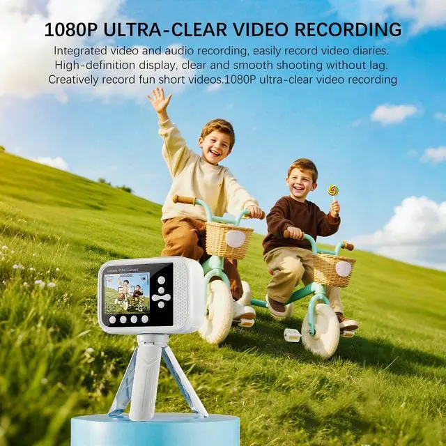 Alt view image 3 of 7 - Kids Camera Instant Print,Kids Digital Camera with 3 Color Print Paper,32GB & Mini Tripod,48MP & 1080P Video Christmas Birthday Gifts for Girls and Boys Age 3-12 (White)