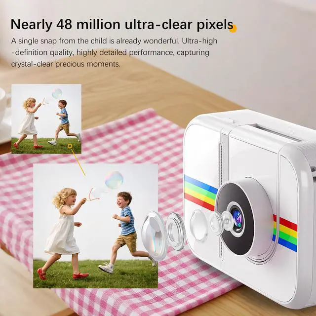 Alt view image 4 of 7 - Kids Camera Instant Print,Kids Digital Camera with 3 Color Print Paper,32GB & Mini Tripod,48MP & 1080P Video Christmas Birthday Gifts for Girls and Boys Age 3-12 (White)