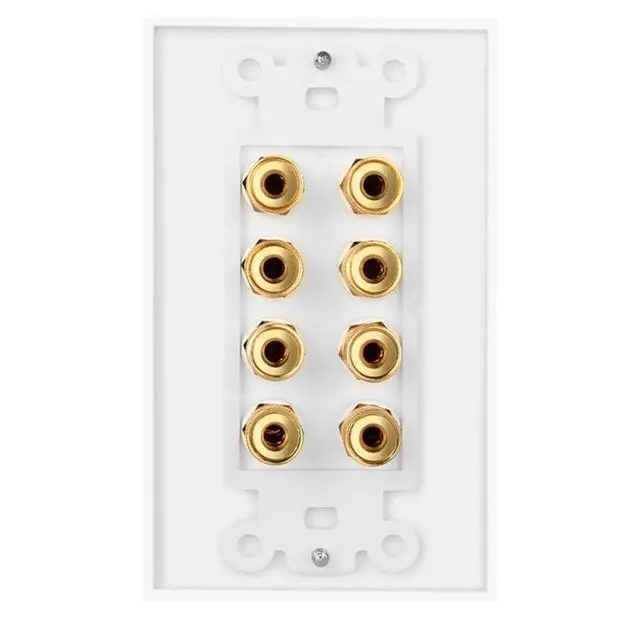 Alt view image 6 of 7 - 4 Speaker Wall Plate, Home Theater Wall Plate, Gold Plated Binding Posts, for Home Theater Setup