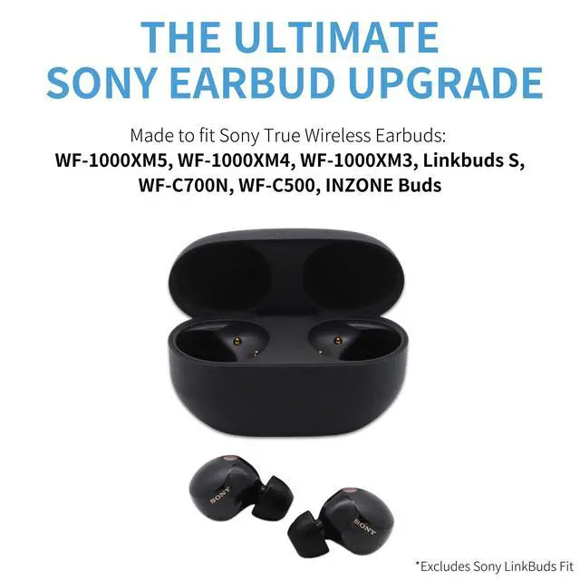 Alt view image 6 of 7 - TrueGrip Premium Memory Foam Replacement Ear Tips, Black, Medium | 3 Pairs, for Sony True Wireless Earbuds, Enhanced Comfort, Secure Fit, Superior Noise Isolation, Cleaning Tool