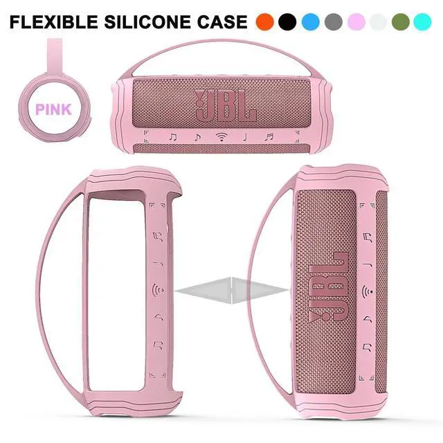 Alt view image 3 of 7 - Silicone Cover Case for JBL Flip 6 Portable Bluetooth Speaker | Protective Carrying Case for JBL Flip 6 Speaker Accessories, Soft Silicone Cover with Handle (Pink Case)