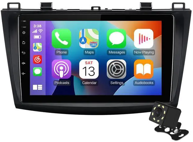 Main image of 9-Inch IPS Touchscreen Android 10 Car Stereo for Mazda 3 2010-2013 with Wireless CarPlay & Android Auto 2+32GB Car Radio, Support GPS, WiFi, Bluetooth, FM Radio, Backup Camera, SWC, Dual USB, AUX-in