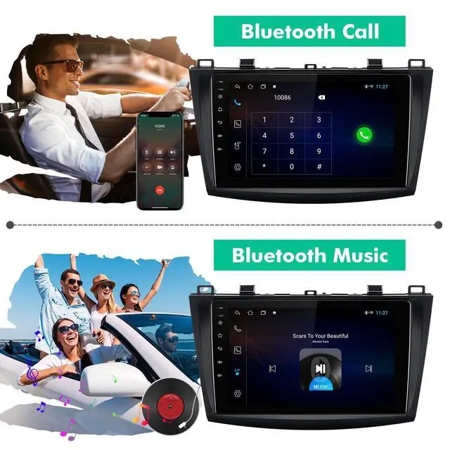 Alt view image 5 of 6 - 9-Inch IPS Touchscreen Android 10 Car Stereo for Mazda 3 2010-2013 with Wireless CarPlay & Android Auto 2+32GB Car Radio, Support GPS, WiFi, Bluetooth, FM Radio, Backup Camera, SWC, Dual USB, AUX-in