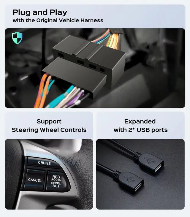 Alt view image 6 of 7 - Car Radio Stereo for Honda Accord 2008-2013, Wireless CarPlay Android Auto | 10.2-inch IPS HD touchscreen, Linux operating system, Bluetooth FM AM SWC, plug-and-play, 1080P backup camera