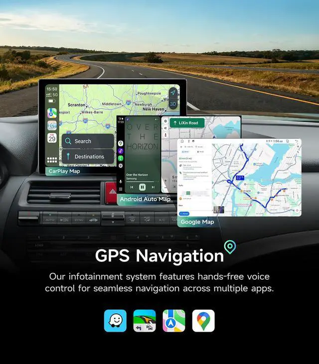 Alt view image 7 of 7 - 11.5" Car Radio for Honda Accord 2008-2013, Wireless CarPlay Android Auto | IPS HD Stereo touchscreen, 64G storage, 5G WiFi GPS navigation, phone link, Bluetooth FM AM SWC, 1080P backup camera