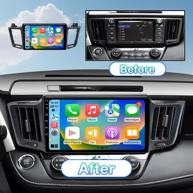 Alt view image 3 of 7 - Car Stereo Radio Compatible with Toyota RAV4 2013 2014 2015 2016 2017 2018, Android 13 Head Unit,IPS Touch Screen/WiFi/Bluetooth/Wireless Carplay Android Auto/GPS/Mirror Link/AHD Rear Camera(10 Inch)