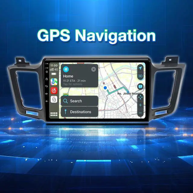 Alt view image 4 of 7 - Car Stereo Radio Compatible with Toyota RAV4 2013 2014 2015 2016 2017 2018, Android 13 Head Unit,IPS Touch Screen/WiFi/Bluetooth/Wireless Carplay Android Auto/GPS/Mirror Link/AHD Rear Camera(10 Inch)