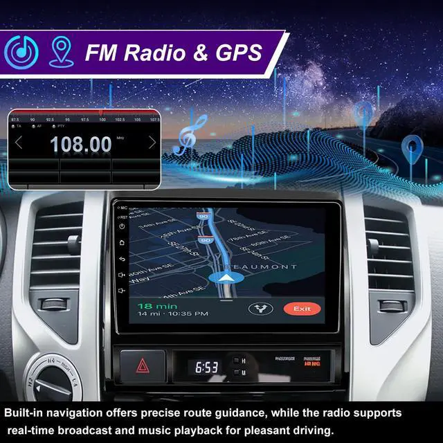 Alt view image 5 of 7 - 5GWiFi Android 15 Upgrade Car Radio for Toyota Tacoma radio 2005-2015 9inch Touch Screen Car Stereo Replacement Head Unit Apple Wireless Carplay Android Auto GPS Navigation FM Bluetooth DSP SWC Camera