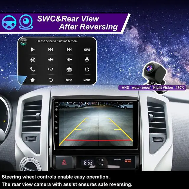 Alt view image 6 of 7 - 5GWiFi Android 15 Upgrade Car Radio for Toyota Tacoma radio 2005-2015 9inch Touch Screen Car Stereo Replacement Head Unit Apple Wireless Carplay Android Auto GPS Navigation FM Bluetooth DSP SWC Camera