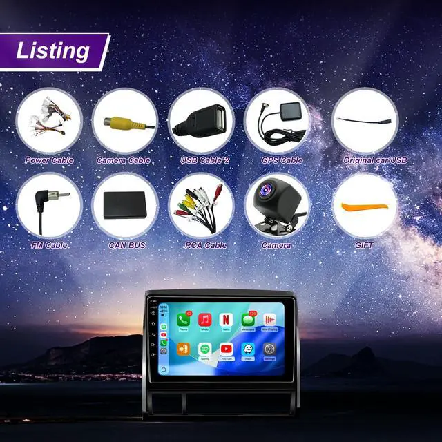 Alt view image 7 of 7 - 5GWiFi Android 15 Upgrade Car Radio for Toyota Tacoma radio 2005-2015 9inch Touch Screen Car Stereo Replacement Head Unit Apple Wireless Carplay Android Auto GPS Navigation FM Bluetooth DSP SWC Camera