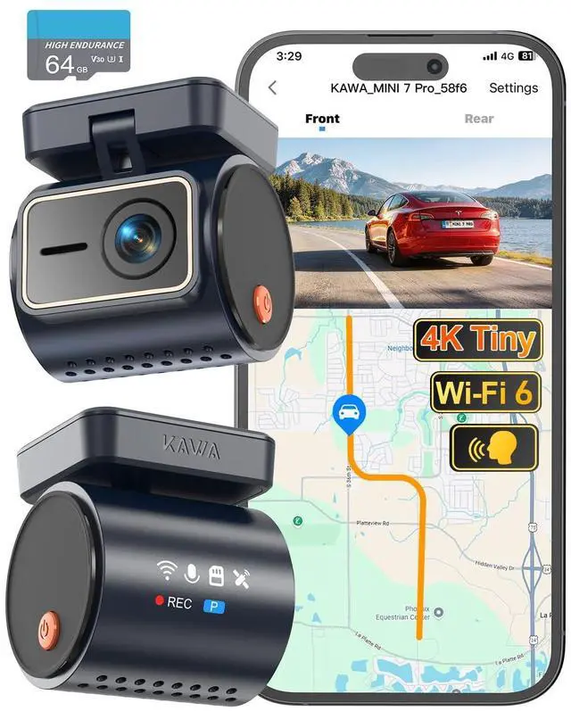 Main image of 4K Mini Dash Cam Front, Stealth Display, Voice Control, Wi-Fi 6 & GPS | 2K HDR, Super Night Vision Car Camera, APP Control, G-Sensor, Loop Recording, 24/7 Parking Mode, Support Max 256GB