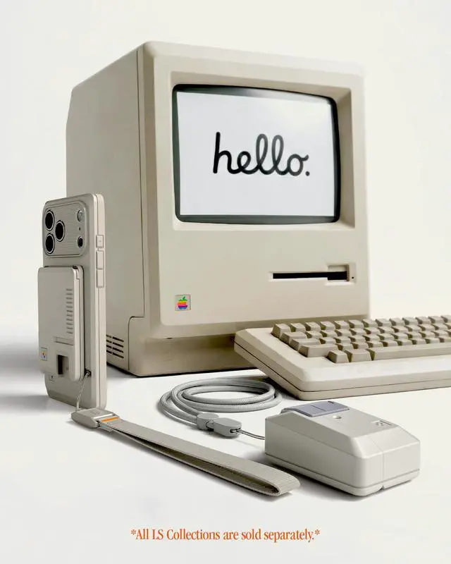 Alt view image 3 of 7 - Classic LS Designed for AirPods Pro 3 Case (2025) with Lock | Classic Macintosh Mouse Inspired Design, Secure Locking Clip, Lanyard Included - Stone
