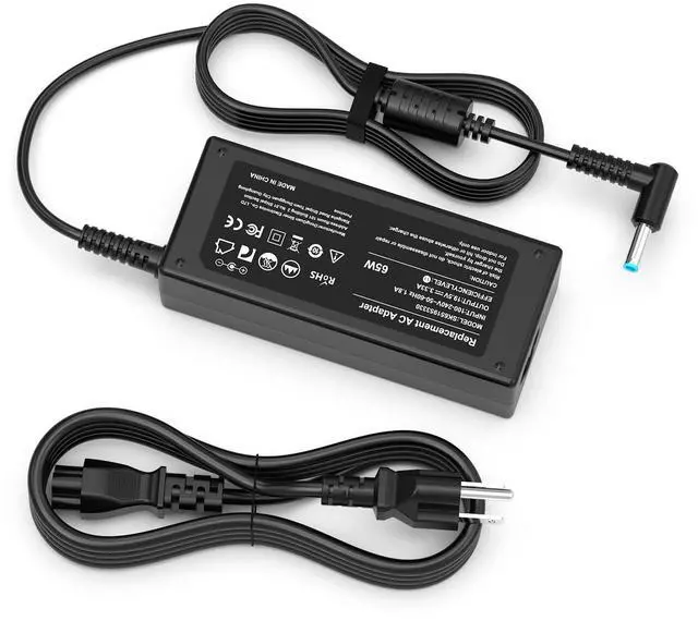 Main image of 65W 19.5V Laptop Charger for HP 15 Series 4.5mm Blue Tip 8.8ft Cord | 65W 19.5V, 4.5x3.0mm blue tip. Fits HP 15 series (15-dy/dw). 8.8ft cord with nylon reinforced joints. NOT for HP 14/17