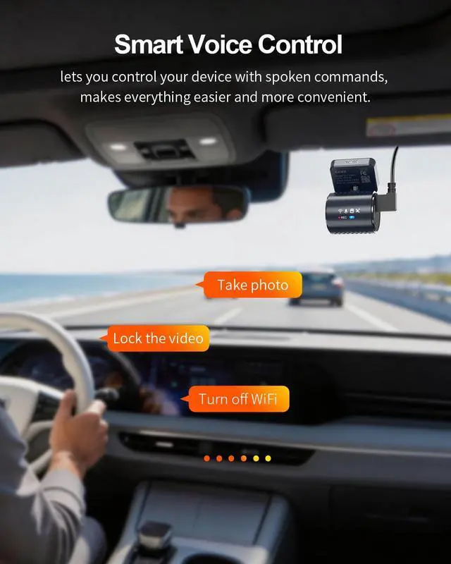 Alt view image 5 of 7 - 4K Mini Dash Cam Front, Stealth Display, Voice Control, Wi-Fi 6 & GPS | 2K HDR, Super Night Vision Car Camera, APP Control, G-Sensor, Loop Recording, 24/7 Parking Mode, Support Max 256GB