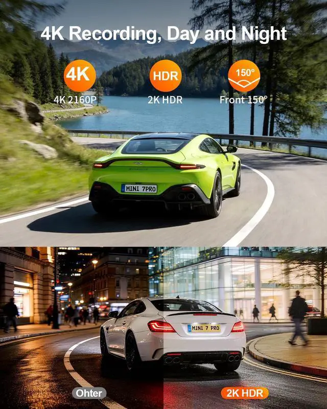 Alt view image 7 of 7 - 4K Mini Dash Cam Front, Stealth Display, Voice Control, Wi-Fi 6 & GPS | 2K HDR, Super Night Vision Car Camera, APP Control, G-Sensor, Loop Recording, 24/7 Parking Mode, Support Max 256GB