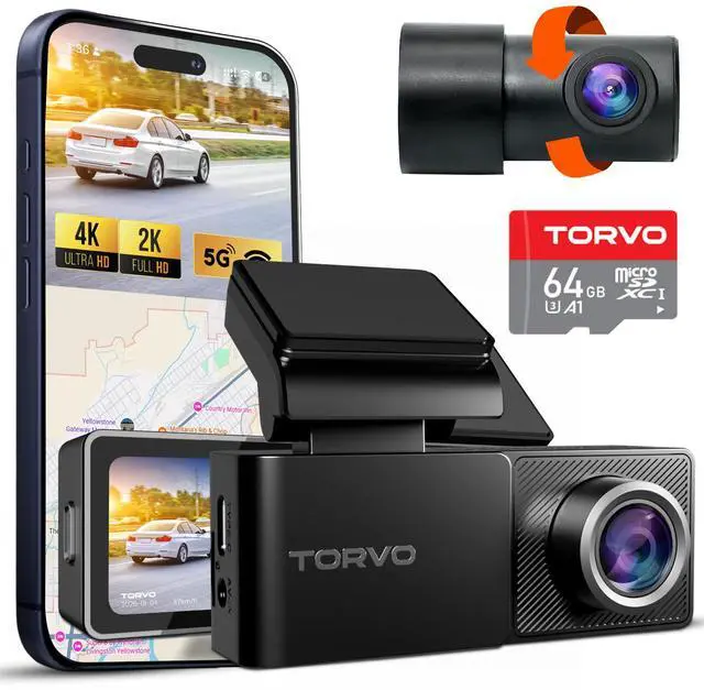 Main image of TD3 4K+2K Dash Cam with App, Camera for Car Front and Back with 5G WiFi & GPS, Free 64GB Card, Night Vision Dashcam Front Cameras 24/7 Recording When Car is Off, Security Camera for Cars