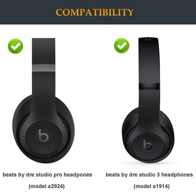 Alt view image 2 of 6 - Beat Studio Pro Headband Replacement Parts as Same as Stock Arch Band Repair Kit Compatible with Beats by Dre Studio Pro/A2924 and Studio 3/A1914 Over-Ear Headphones (Black)