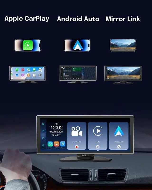 Alt view image 4 of 7 - 11.26 Inch Wireless CarPlay Screen for Car, Apple CarPlay & Android Auto Touch Screen for Car, Bluetooth, BT Music, Navigation, Car Record for Vehicles (Black)