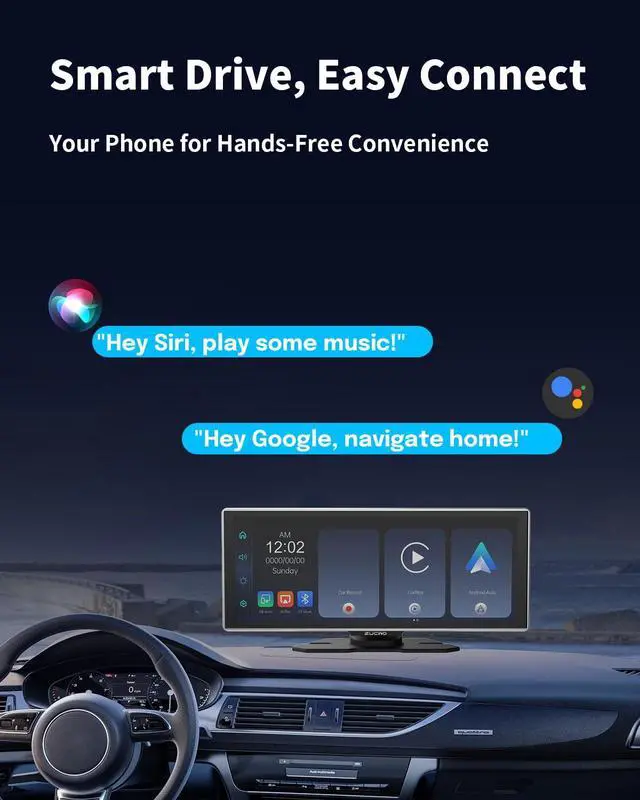 Alt view image 6 of 7 - 11.26 Inch Wireless CarPlay Screen for Car, Apple CarPlay & Android Auto Touch Screen for Car, Bluetooth, BT Music, Navigation, Car Record for Vehicles (Black)