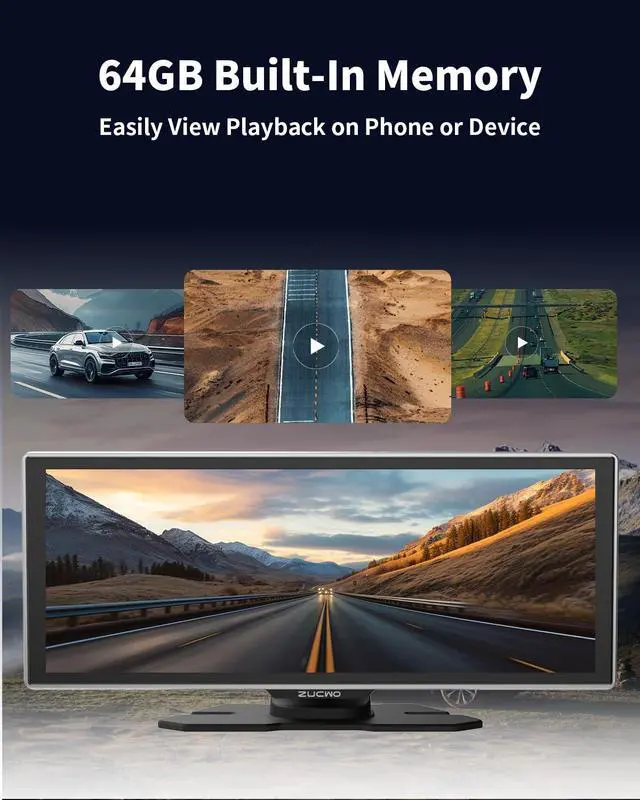 Alt view image 7 of 7 - 11.26 Inch Wireless CarPlay Screen for Car, Apple CarPlay & Android Auto Touch Screen for Car, Bluetooth, BT Music, Navigation, Car Record for Vehicles (Black)