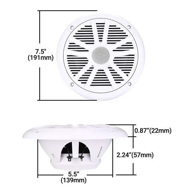 Alt view image 3 of 7 - Marine Audio System Stereo Speaker Package, Bluetooth, MP3 USB AM FM Marine Stereo - 2 x 6.5 Inch White Speakers, Antenna