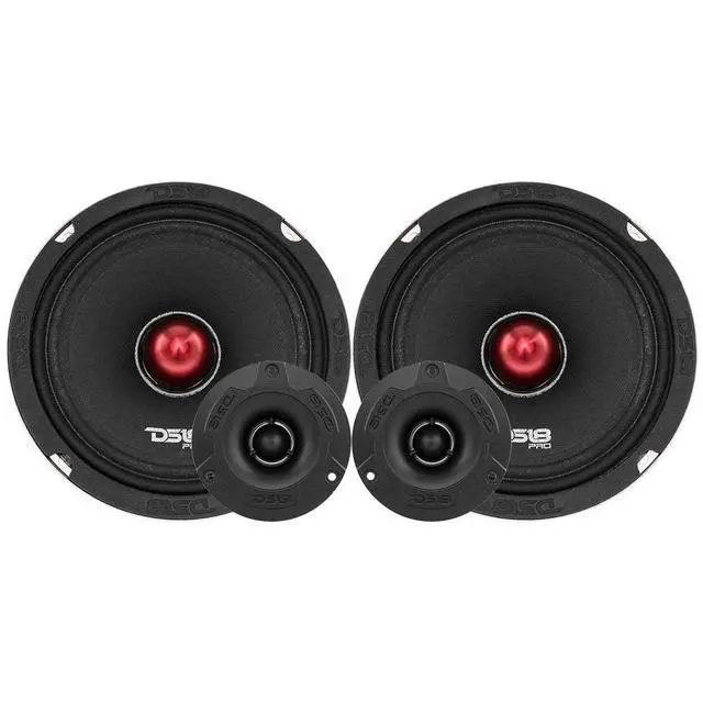 Alt view image 2 of 6 - PRO-X6.4BMPK with DSFR6 Mid and High Complete Speaker/Tweeter Package with Pair of Car Foam Fast Rings - Door Speakers for Car of Truck Stereo Radio Sound System w Sound Enhancing Speaker Baffle