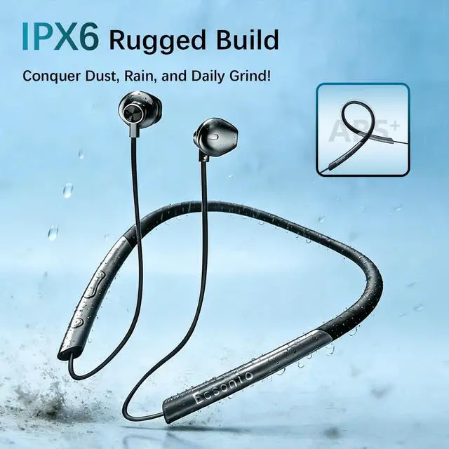 Alt view image 3 of 6 - Neckband Bluetooth Earbuds with Mic Hybrid Active Noise Cancelling, 36H Playtime, IPX6 Waterproof, Comfortable Magnetic Sport Headphones for Running, Work, Travel Black