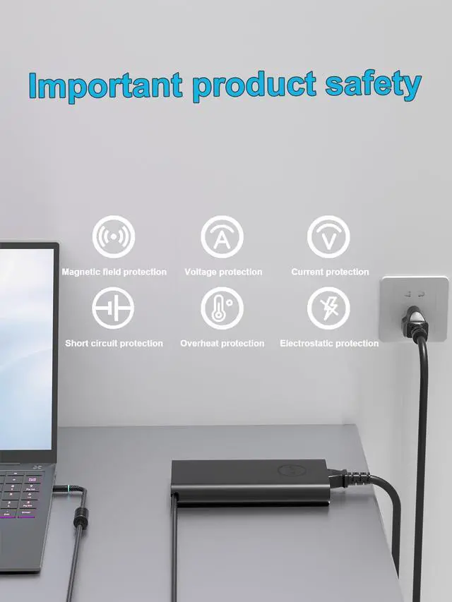 Alt view image 7 of 7 - New 240W Gan Slim Style AC Charger for Dell Alienware x17 x16 x15 M17 M17x M15 M14x 17 15 Precision 7780 7770 7670 7680 7550 7560 G16 G15 G7 G5 5521 5535 5530 7620 Gaming Laptop LA240PM200