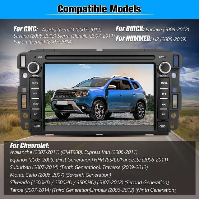 Alt view image 2 of 7 - Car Stereo for Chevy Silverado GMC Sierra Yukon Tahoe Buick | Touch Screen Silverado Radio 2007-2013, Carplay Android Auto, Bluetooth, AM FM, GPS Navigation - 2G Ram 32G ROM