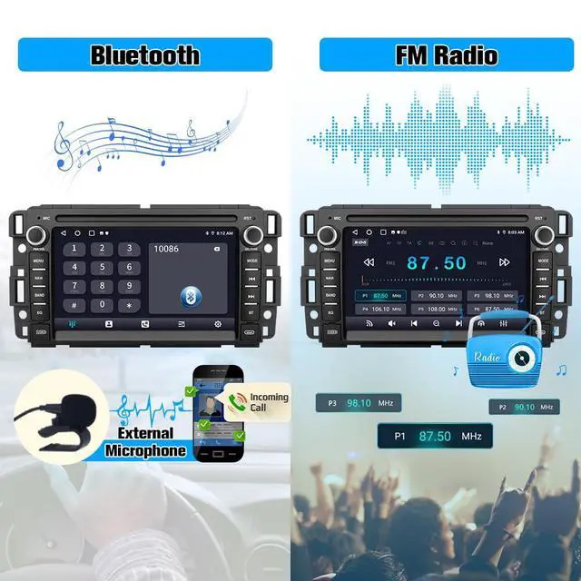 Alt view image 6 of 7 - Car Stereo for Chevy Silverado GMC Sierra Yukon Tahoe Buick | Touch Screen Silverado Radio 2007-2013, Carplay Android Auto, Bluetooth, AM FM, GPS Navigation - 2G Ram 32G ROM