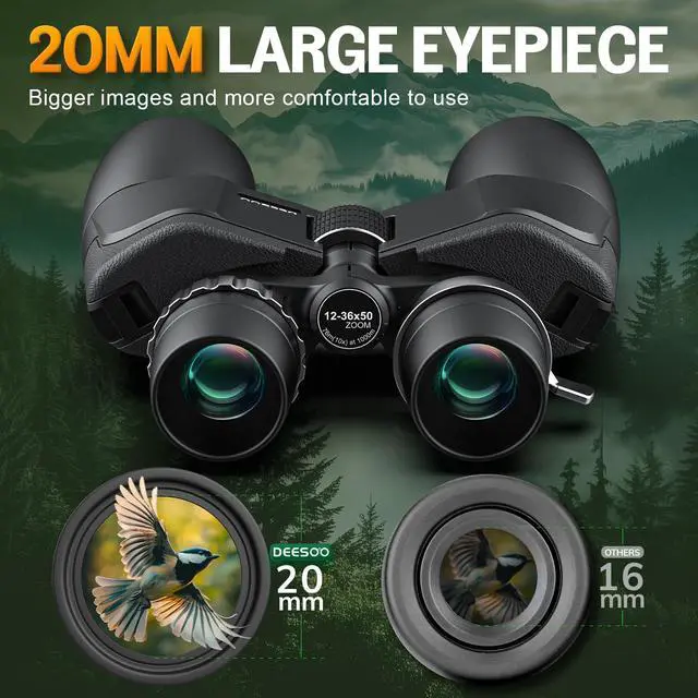 Alt view image 6 of 7 - 12-36x50 Zoom Binoculars for Adults High Powered Binoculars Hunting | Clear Low Light Vision, Large View, High Definition, BAK4 Prism, FMC, Easy Focus, Concert, Cruise Ship, Travel Hiking, Opera