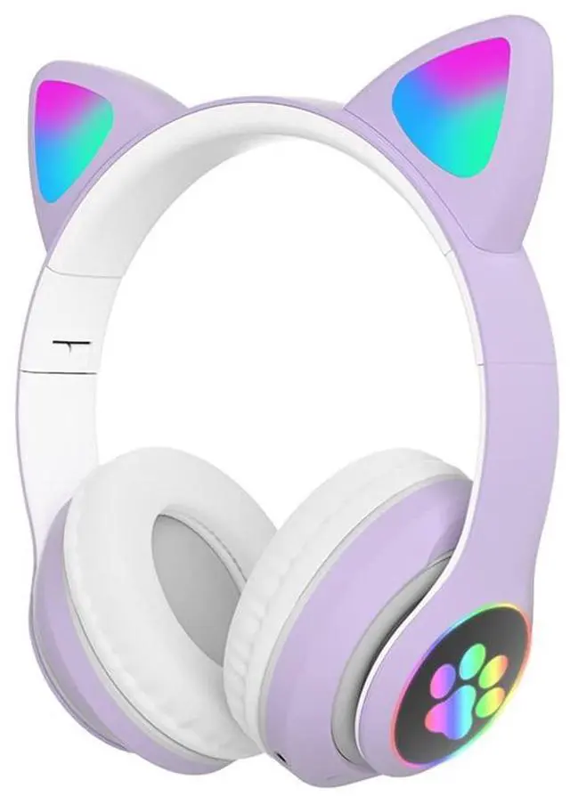 Main image of Kids Headphones for School, Bluetooth Wireless Headphones with Microphone for Kids Teens Adults, Cat Ear Headphones for Girls Women (Purple) | Cat Ear Headphones for Girls/Teens/Adults