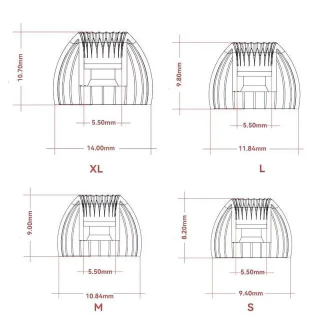 Alt view image 4 of 4 - Spring Tips Silicone Eartips for Nozzle Diameter from 4.8mm-6.4mm Acoustic waveguide + Double Support Structure Silicone Earphone Ear-Tips 3pairs (M-3pairs)