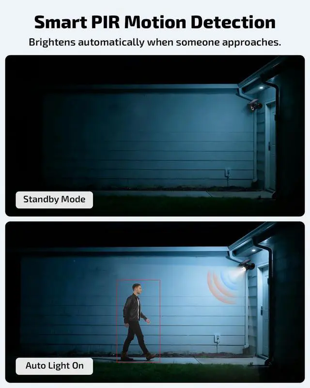 Alt view image 3 of 7 - Solar Powered Fake Security Camera Outdoor with Motion Sensor Floodlight | Dummy Surveillance Camera, LED Deterrent Light, Battery Powered, IP66 Waterproof