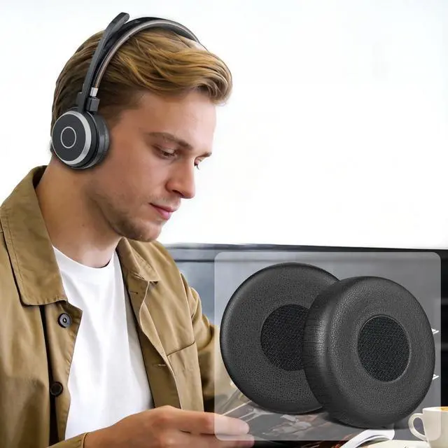 Alt view image 5 of 7 - Ear Cushions for Jabra Evolve 65/20/30/40 - Black | Not fit Evolve2 (65/40), Earpads for Evolve (65UC/65MS),(20SE/20UC/20MS),(30US/30II),(40UC/40MS) On-ear Headphones