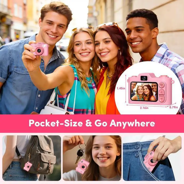 Alt view image 2 of 7 - Mini Camera Keychain Instant Digital, 1080P Mini Digital Camcorder with 32G, Tiny Pocket Camera for Travel Vlog Fun Recording, Long Battery Life Gadget, Christmas Birthday Gift for Kids Teens