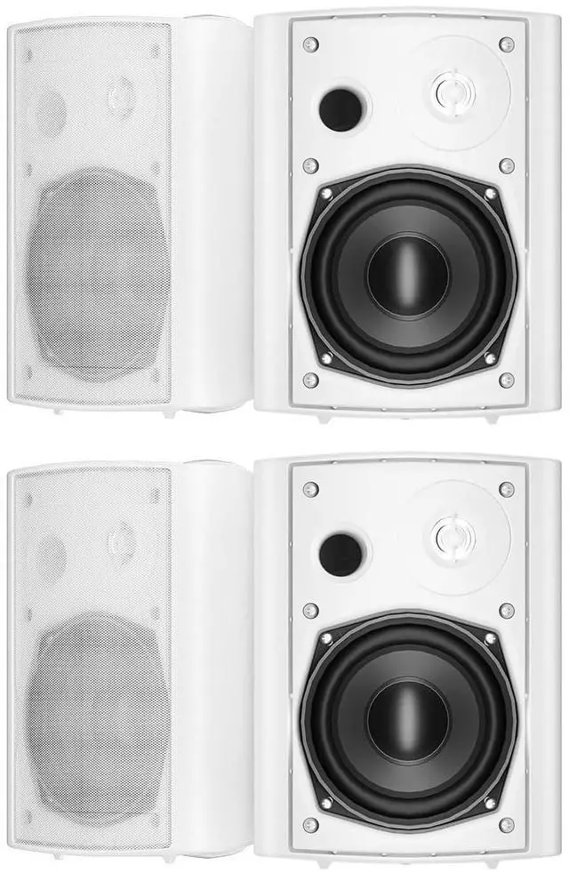 Main image of 5.25 Inches Outdoor Bluetooth Speakers Waterproof 600 Watts Perfect for Indoor- Outdoor Patio Porch Wall Mount System (4 Speakers,White)