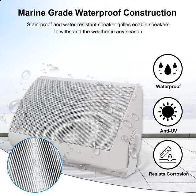 Alt view image 5 of 7 - 5.25 Inches Outdoor Bluetooth Speakers Waterproof 600 Watts Perfect for Indoor- Outdoor Patio Porch Wall Mount System (4 Speakers,White)
