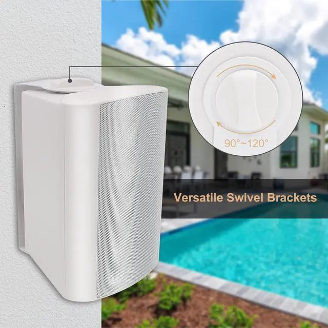 Alt view image 6 of 7 - 5.25 Inches Outdoor Bluetooth Speakers Waterproof 600 Watts Perfect for Indoor- Outdoor Patio Porch Wall Mount System (4 Speakers,White)
