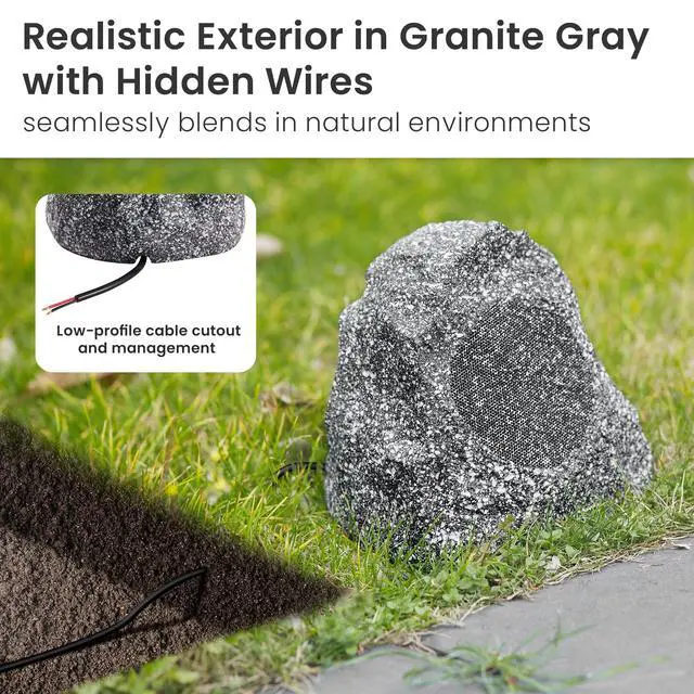 Alt view image 2 of 7 - 4R4G Outdoor Granite Rock 4 Speaker Set for Deck Pool Spa Patio Garden