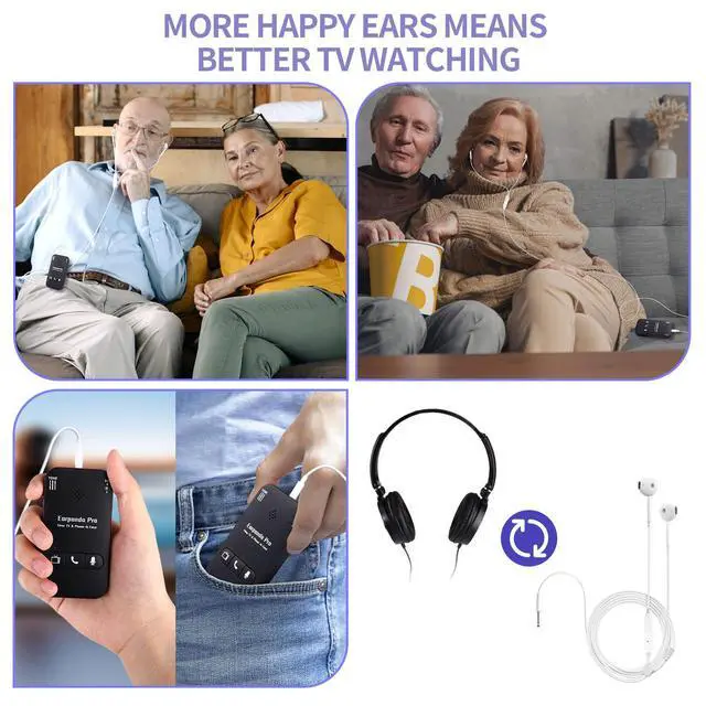 Alt view image 6 of 7 - Pro Bluetooth TV Headphones Wireless for Seniors & Hard of Hearing - 100ft Range Rechargeable Headphones for TV Watching with Loud Volume & Phone Calls - 60-Day Trial