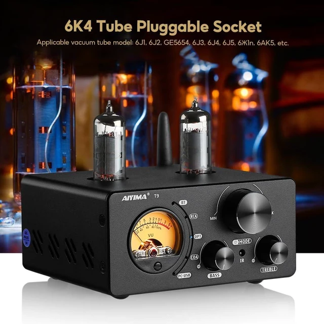 Alt view image 4 of 7 - T9 200W Bluetooth Tube Amplifier,2.0/2.1 Stereo Home Audio Receiver Class D Digital Power Amp with Retro VU Meter, PC-USB DAC Coaxial Optical RCA Inputs for Passive Speakers Bookshelf Setup