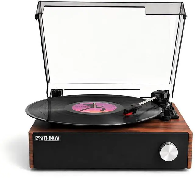 Main image of Vinyl Record Player, BluetoothTurntable, Built-in Stereo Speakers | 3-Speed Belt-Drive Record Player with Auto-Stop, RCA Output, Retro Brown Vinyl Player for Beginners & Gift