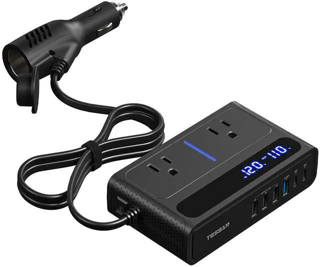 Main image of 200W Car Power Inverter, 36W USB C Car Charger Adapter Fast Charging | Converter with 2 AC Outlets & 6 USB Ports, PD/QC 3.0 Fast Charging Car Adapter for Phones, Camping, Road Trip & Travel, Black