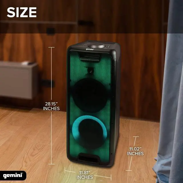 Alt view image 6 of 7 - Party Speaker, Dual 8" Woofers, LED Show, 16-Hr Play (GLS-880) | Party speaker, dual 8" woofers - LED show, 4 modes - 16 hr battery - Bluetooth, wired, remote incl