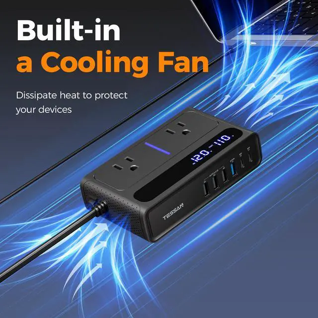 Alt view image 5 of 7 - 200W Car Power Inverter, 36W USB C Car Charger Adapter Fast Charging | Converter with 2 AC Outlets & 6 USB Ports, PD/QC 3.0 Fast Charging Car Adapter for Phones, Camping, Road Trip & Travel, Black