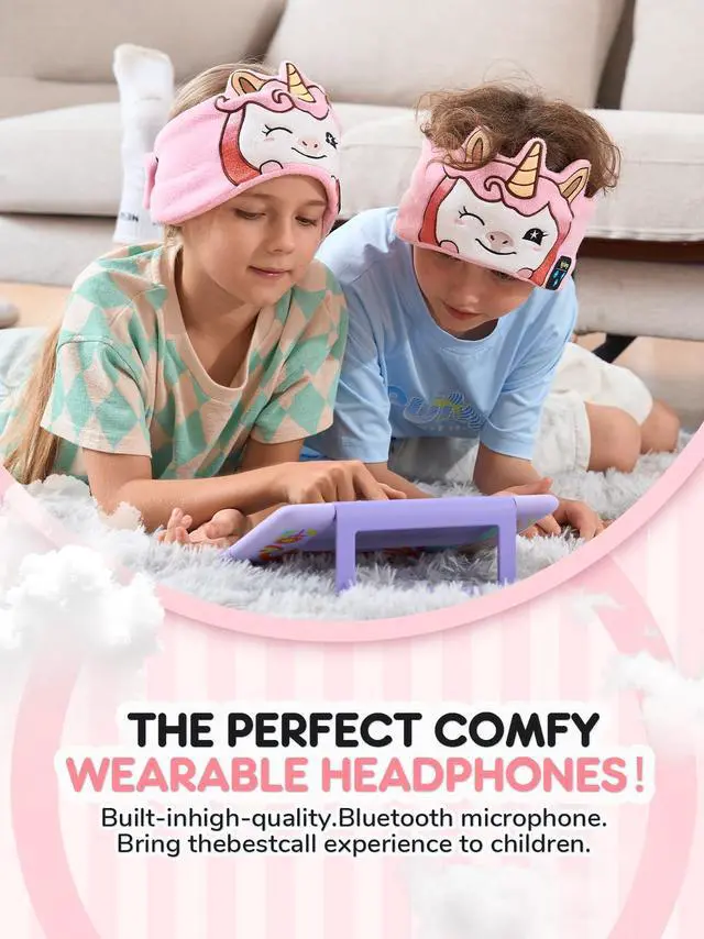 Alt view image 6 of 6 - Kids Headphones Headband Wireless,Toddler Bluetooth Headband Volume Limited with Thin Speakers & Wired Playback 3.5 MM Jack,Perfect for Girls Boys Toddler Children Baby Airplane Travel Study