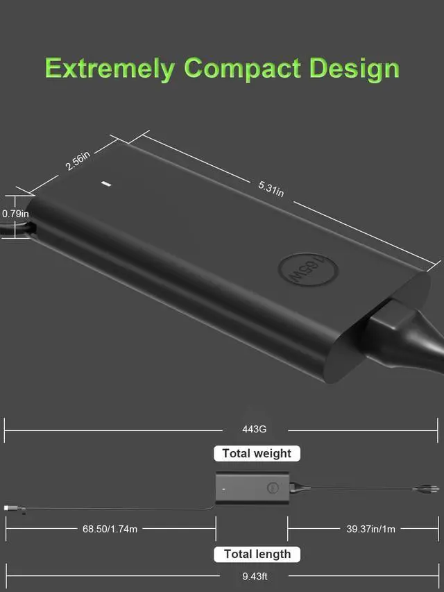 Alt view image 4 of 7 - 165W GAN USB C Charger Compatible with Dell Precision 5690 5680 3581 3580 XPS 17 9720 9730 Latitude 7640 7340 5540 5440 Inspiron-14 16 Plus 7640 7430 Pro Rugged Laptop DA165PM210