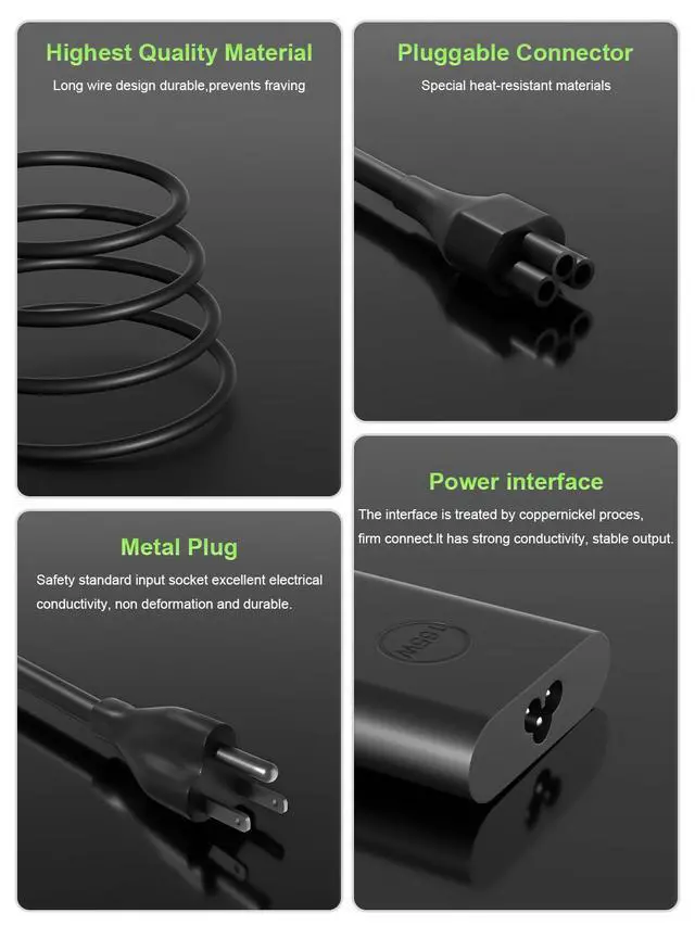 Alt view image 5 of 7 - 165W GAN USB C Charger Compatible with Dell Precision 5690 5680 3581 3580 XPS 17 9720 9730 Latitude 7640 7340 5540 5440 Inspiron-14 16 Plus 7640 7430 Pro Rugged Laptop DA165PM210
